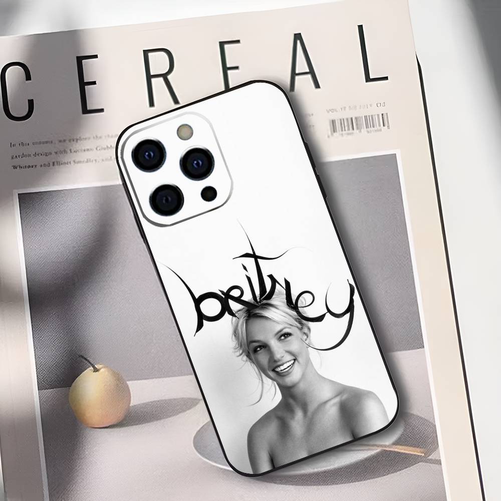 

B-Britney Spears Phone Case For iPhone 17,16,15,14,13,12,11 Plus,Pro Max,XS,Soft Silicone Black Cover iPhone17promax