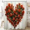 Dekorativer Duschvorhang mit floralem Herzdesign für Badezimmerdekoration, anpassbare Größen