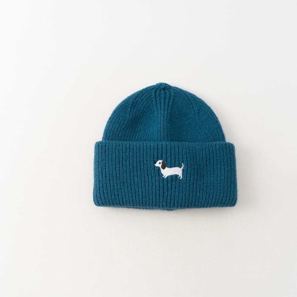 Fashion Cartoon Puppy Baby Winter Hat Knitted Embroidered Infant Toddler Beanie Solid Color Thickened Baby Cap Boys Girls