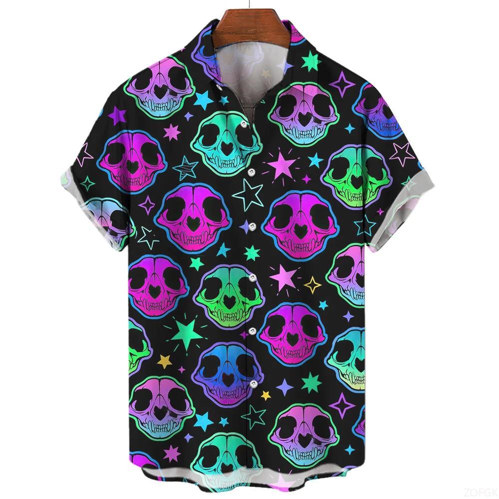 Demonic Horror 3D Printed Hawaiian Shirt Men's Loose Breathable Summer Short Sleeve
