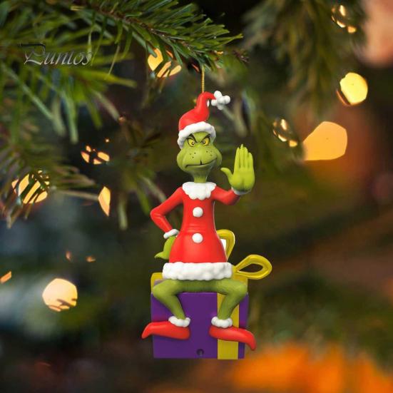 Vánoční zelený skřítek přívěsek Akryl 2D plochý závěsný ornament Santa oblek Zelený skřítek závěsný dekor pro ozdobu dveří na stromě