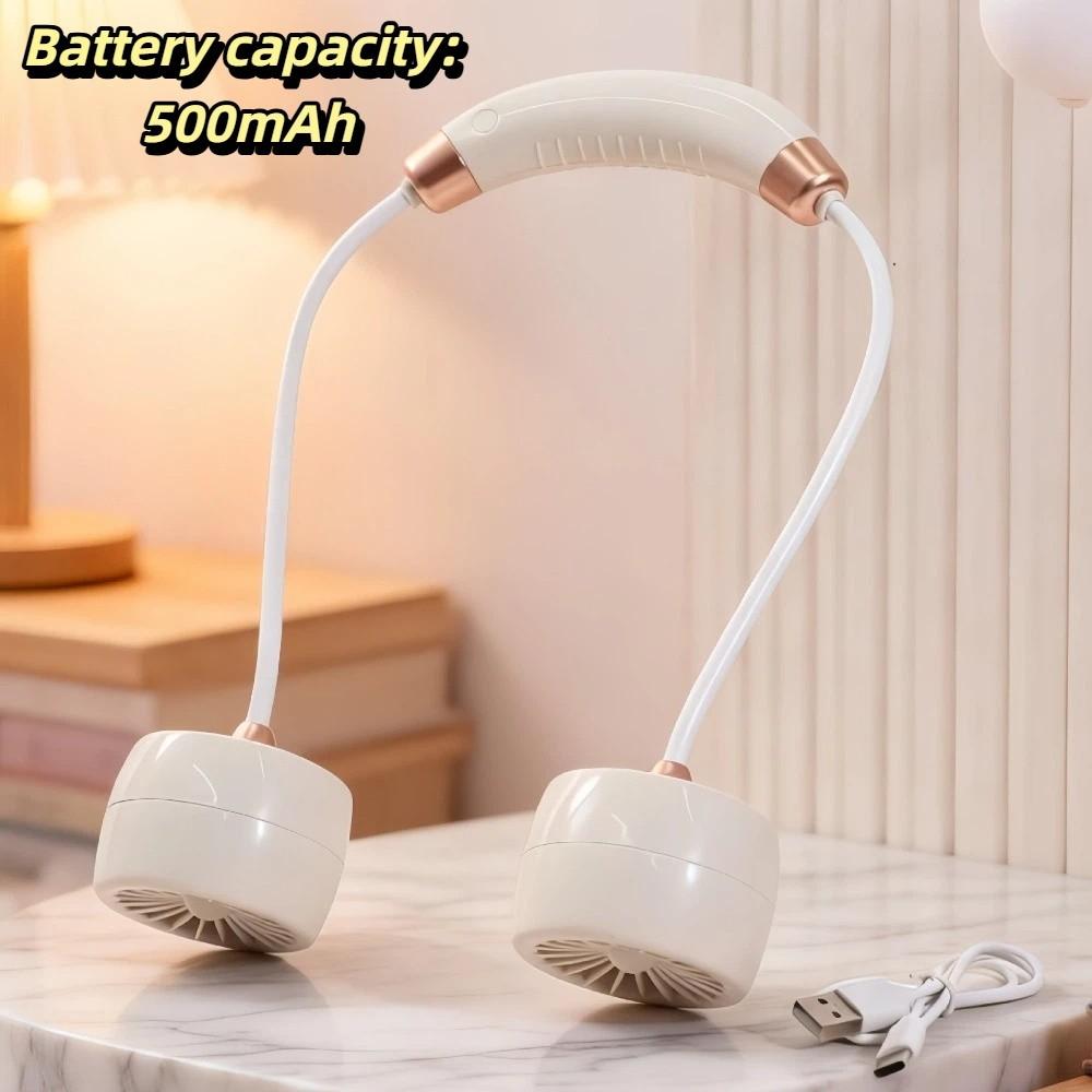 Turbine Air Outlets Foldable Neck Fan Cream Tone Turbine Cooling Fan Neck Fan Outdoor Activities белый