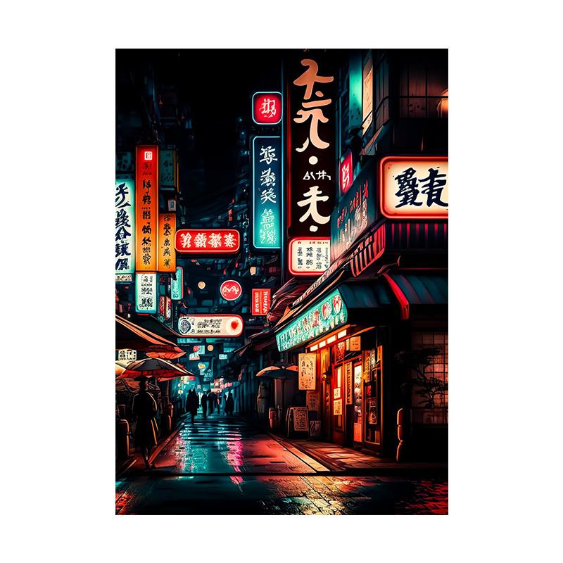 Pop Neon Vaporwave Japan Tokyo City Night Street Scenery Posters Abstract Wall Art Canvas Painting Print Room Home Decor Cuadros