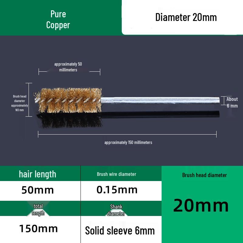 Industrial Rust Removal and Polishing Brush with Handle - Stainless Steel and Copper Wire for Inner Hole Sanding