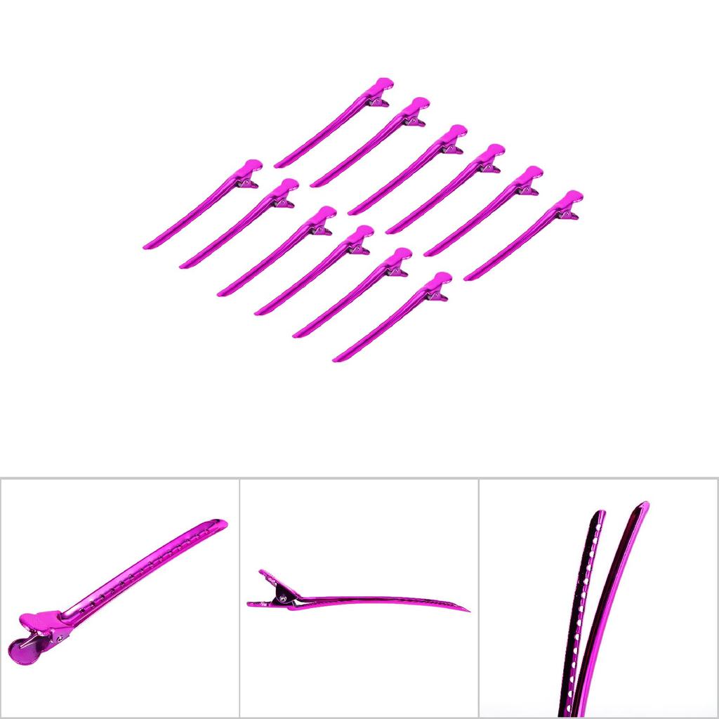 12PCS/Set Salon Hair Grip Barber Sectioning Clamp Hairpin Styling Tools Accessories( Red)
