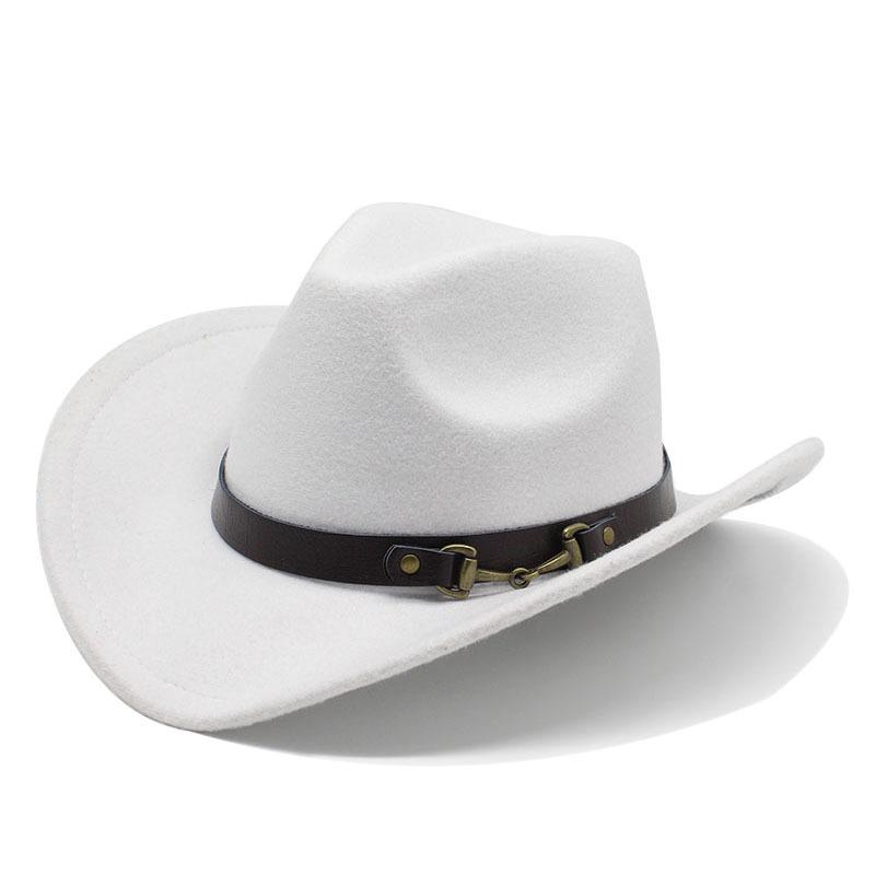 Popular Belt Buckle Big Edge Crimped Top Hat, Western Cowboy Hat, Woolen Felt Hat, Jazz Hat Czy-222