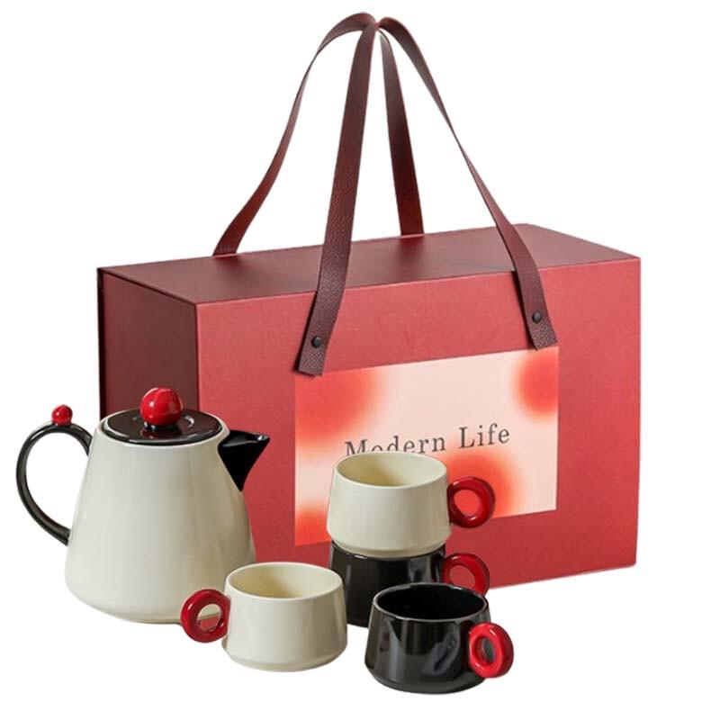 Nordic Style Ceramic Teapot & 4 Cups Set