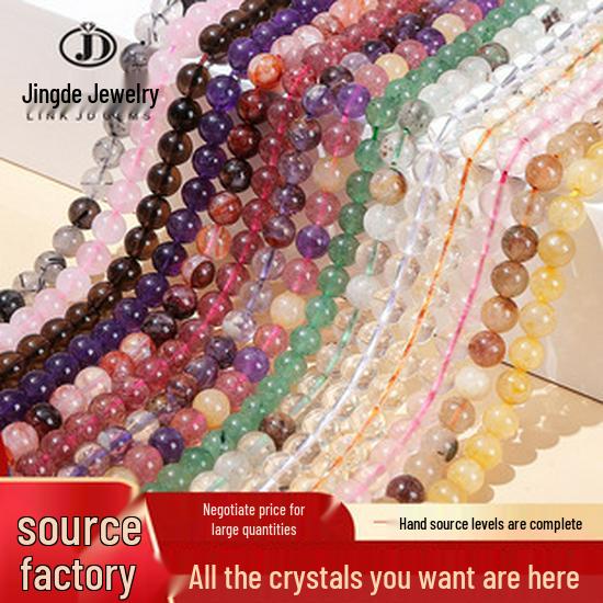 Jingde Transparent Morganite Round Beads - Candy Color Crystal DIY Jewelry Accessories