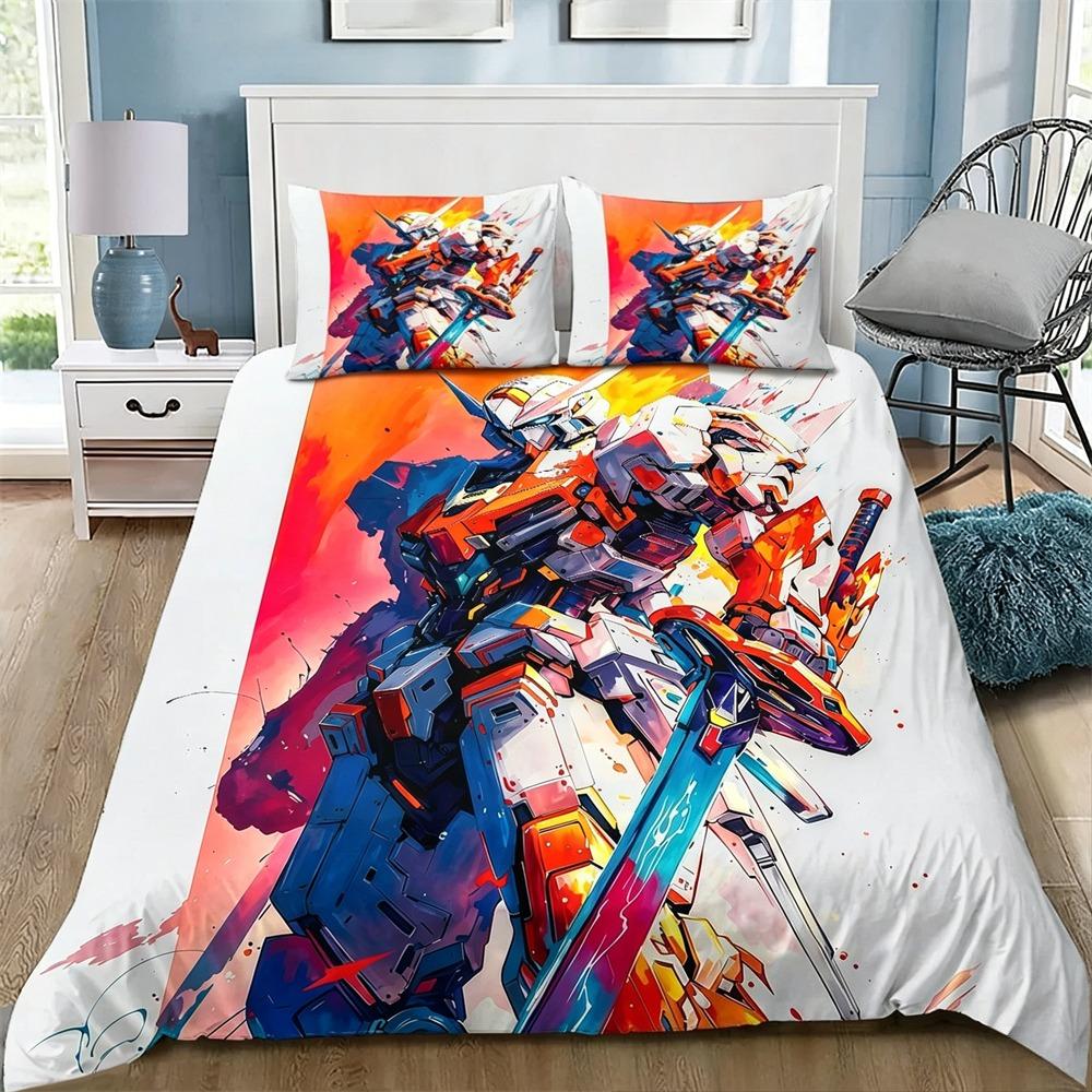 Mobile Suit Gundam Kid Duvet Cover Pillowcase Bedding Set Adult Boy Children Bedroom Decoration Single Twin Full Queen King