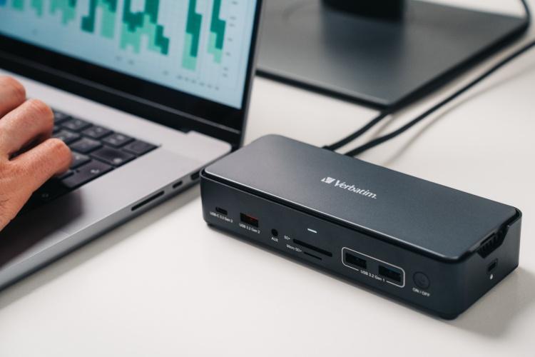 Verbatim 32174 CDS-15SSD USB-C Pro Docking Station 15 Ports, 256GB SSD, Grey/Black