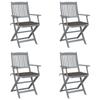 Day and Night - Day and Night Folding Garden Chairs 4 Pcs Cushions Solid Acacia Wood
