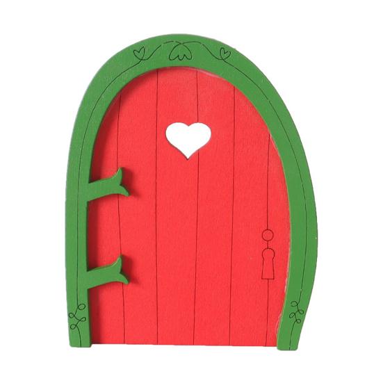 Miniature Christmas Scene Model Wooden Elf Door Set Handmade Mini Wood Door Festive Holiday Dollhouse Decor