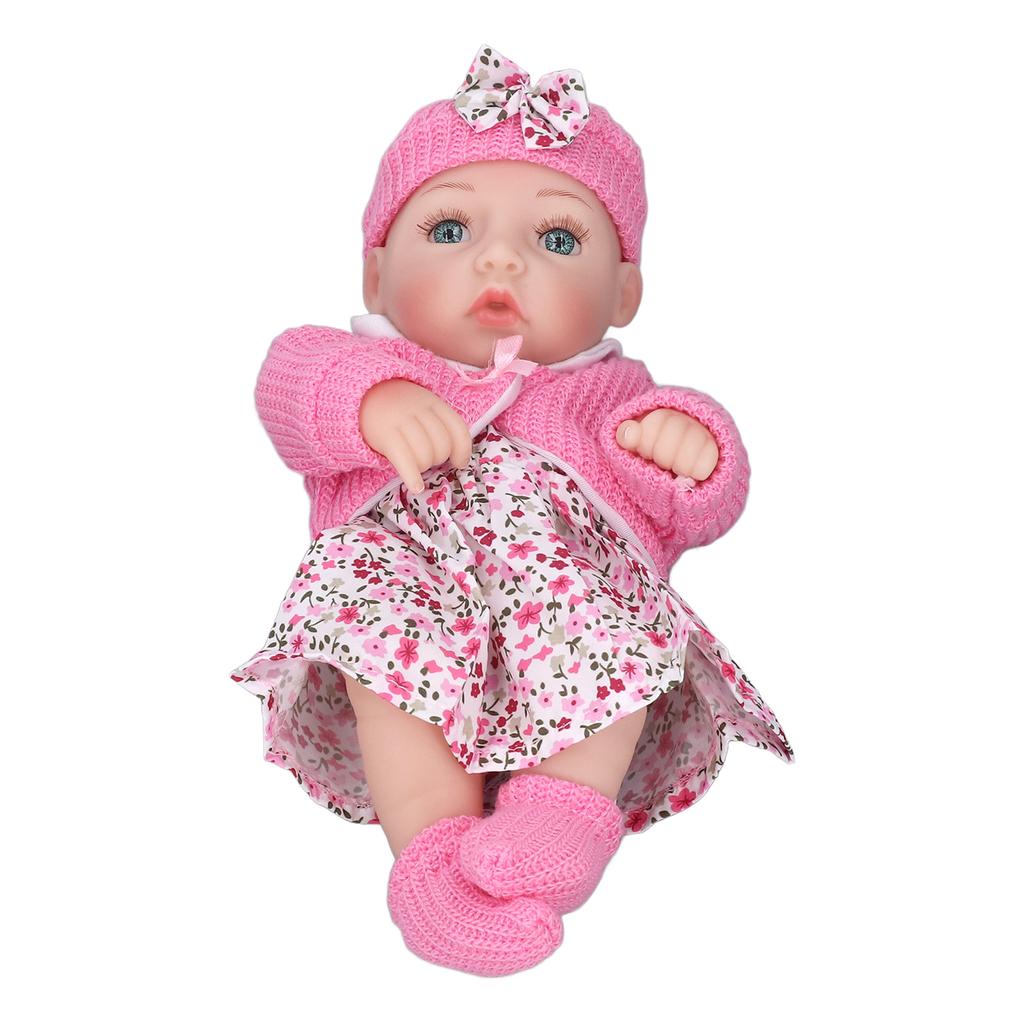11in Length Newborn Girl Dolls Realistic Hand Painted Eye Pink Mouth Lifelike Baby Girl Doll