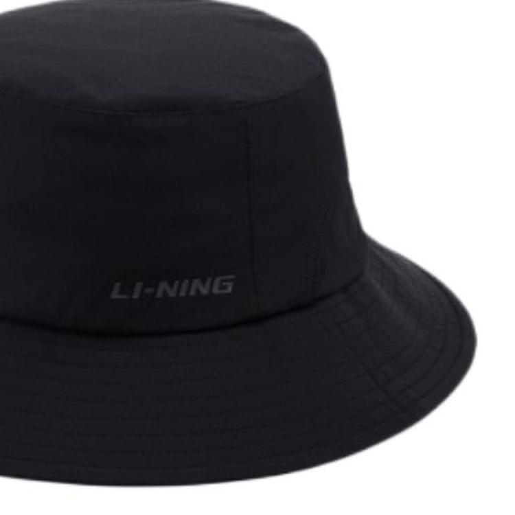 Li-Ning Solid Color Letter Print Design Nylon Fisherman Hat Unisex Hats Black AMYV199-1