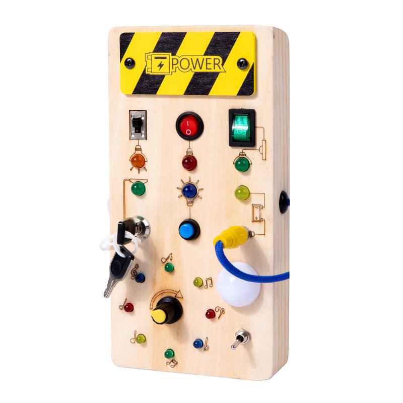 

Montessori Wooden Sensory Busy Board with Light Switch and Key