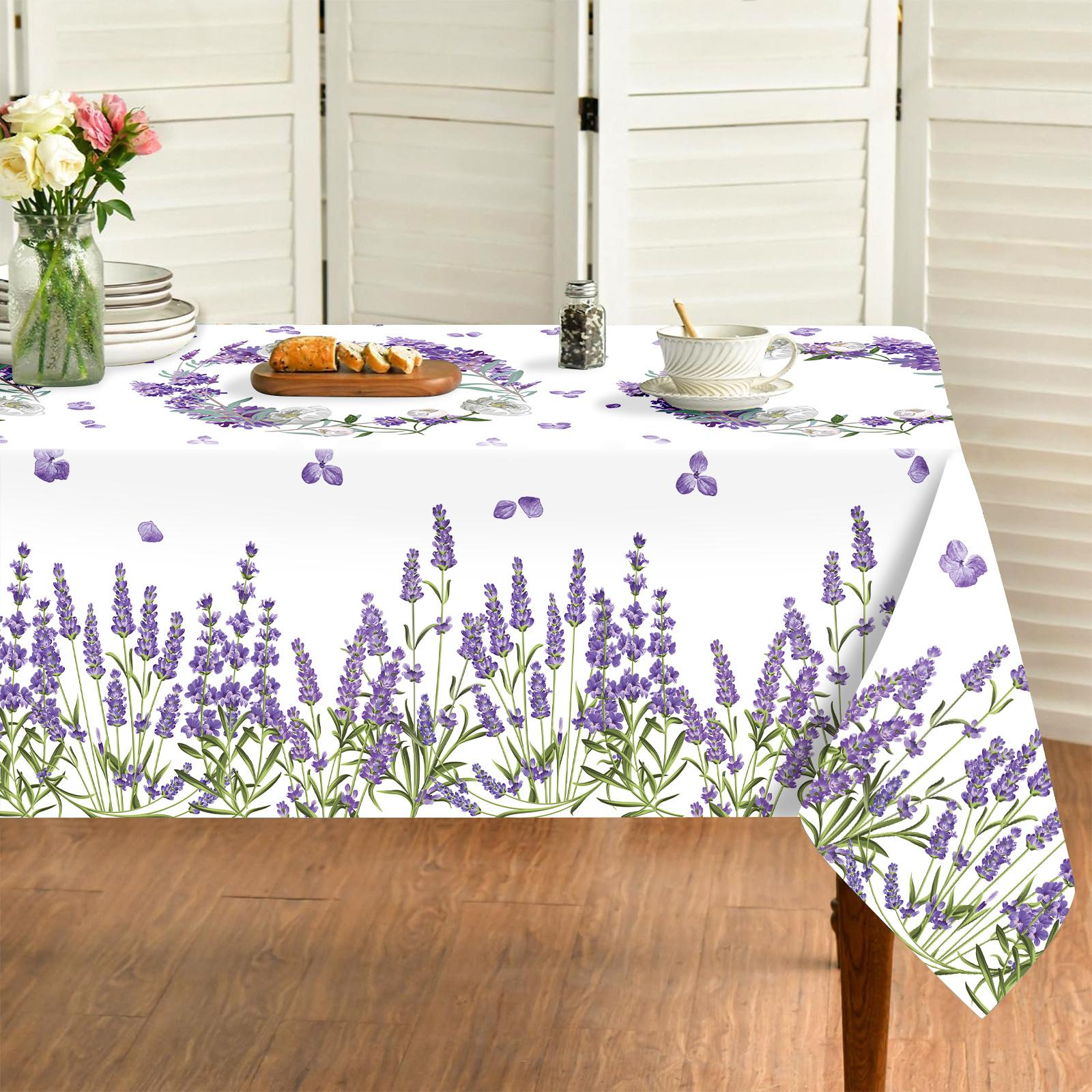 Lente Paars Lavendel Bloemen Waterdicht Tafelkleed Bruiloft Feest Decoratie Zomerbloemen Rechthoekig Tafelkleed Eettafel Decoratie 100x160cm