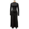 Women High Neck Long Sleeve Bodycon Maxi Dress with Side Drapery Solid Color Elegant Gown