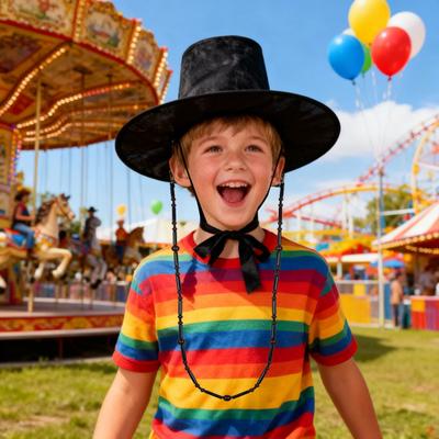 Kinder Koreanischer Traditioneller Auftrittshut Schnell faltbarer Flachkrempiger Hut mit breiter Krempe UV-Schutz Cosplay Schwarzer Hut