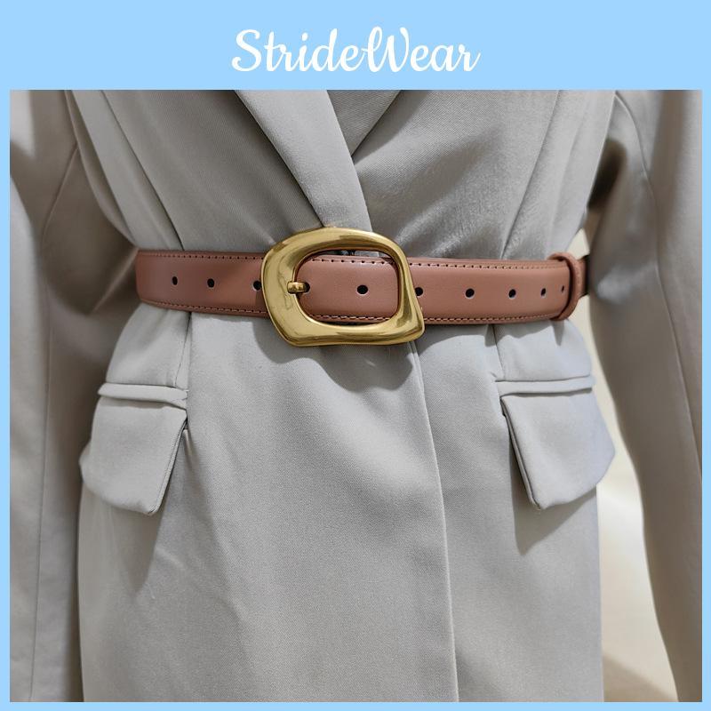 Black Leather Simple Womens Belt With Alloy Pin Buckle For Casual Wear Use Daily