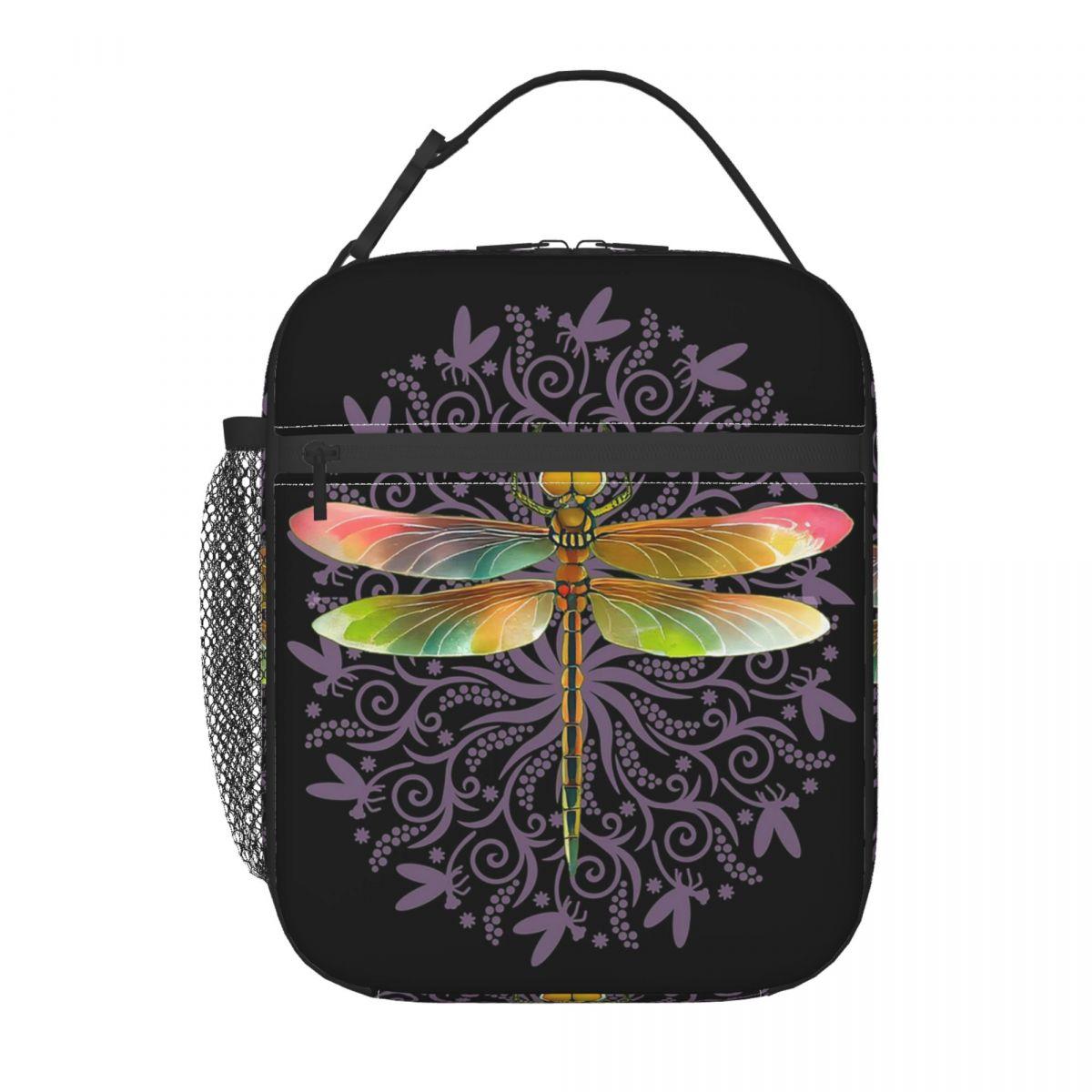 

Colorful Mandala Dragonfly Insulated Lunch Bag for Women Children Portable Food Boxes Thermal Lunch Box Tote One Size