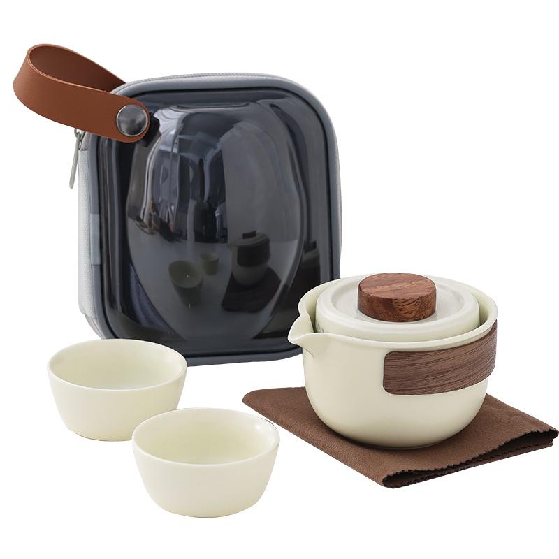 Ruyao portable travel tea set ceramics pot four cups of fast cups corporate festival set system