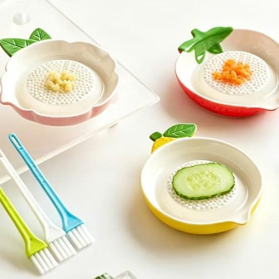 Piatto Grattugia Ceramico Retro Europeo per Aglio e Zenzero per Cibo per Bambini e Puree