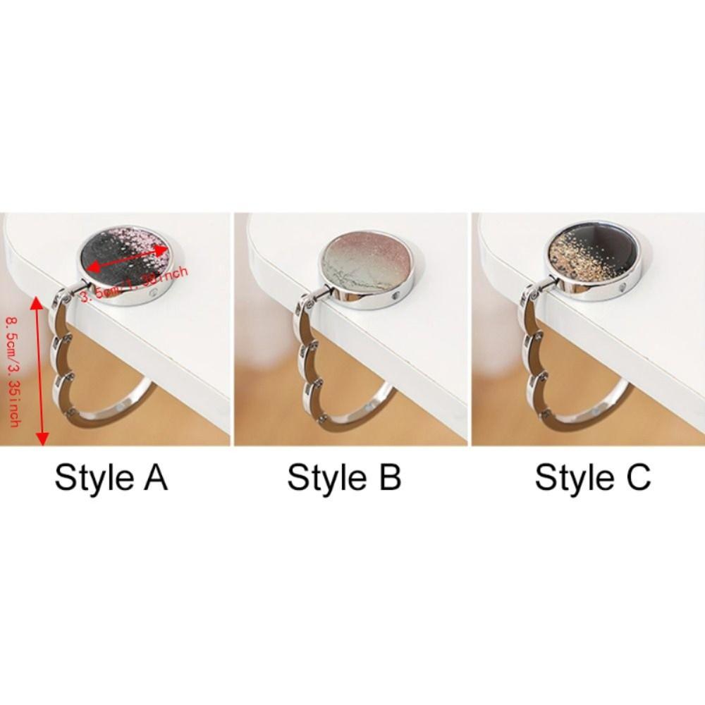 2PCS Starry Sky Pattern Classroom Desk Schoolbag Hanger Folding Stainless Steel Table Handbag Hanger Round Non-slip Back