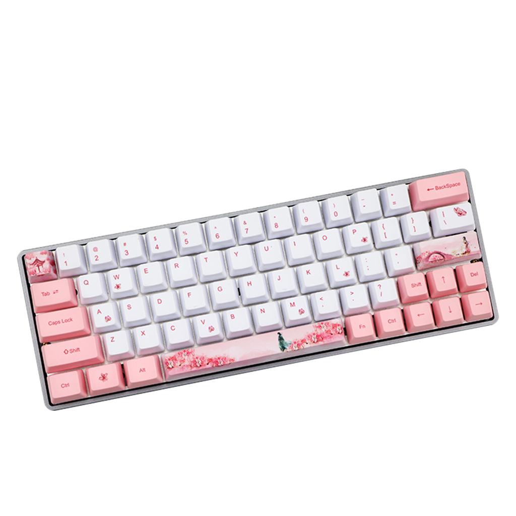 Sakura Dye-Sublimation Mechanical Keyboard Cute Keycaps PBT OEM Profile Keycap For GH60 GK61 GK64 Keyboard