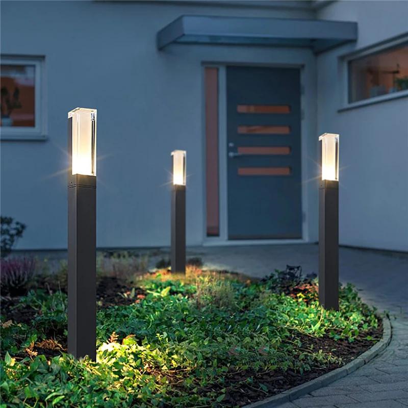 27/40cm 7W Square Aluminum Pillar Path Aisle Waterproof Lawn Lamps Garden Street Patio Ground Landscape LED Lighting Home Decor