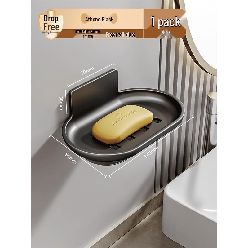 Wall-Mounted Space Aluminum Soap Holder with Drip Tray – Detachable, Washable, and No Water Accumulation