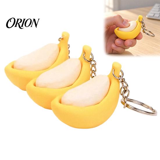 Cute Backpack Accessory Banana Fidget Clicker Keychain, 3D Printed Stress Relief Toy with Desktop for Focus Mechanical Switch, Sensory Teens