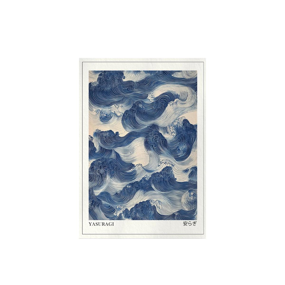 

Japanese Retro Blue Wave Abstract Canvas Print Poster Modern Minimalist Art Prints Home Decor Wall Art Poster Gifts-unframed 21cm×30cm NoFrame