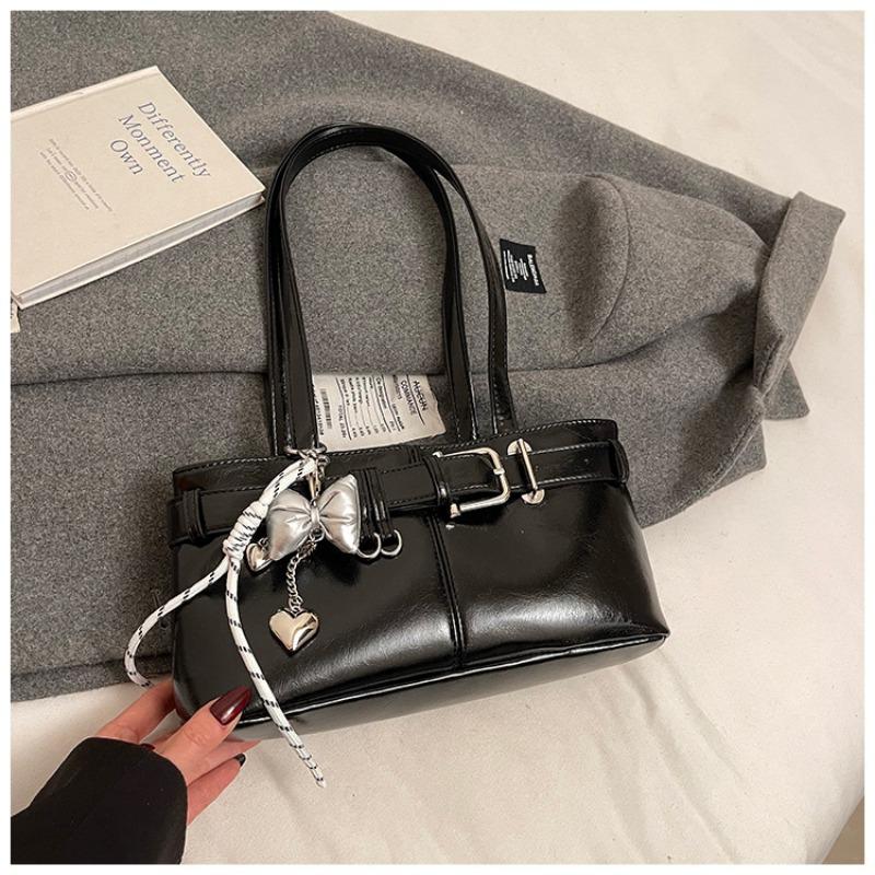 Belt Buckle Design Shoulder Satchels Bag for Women 2025 New In Luxury Designer Handbags Branded Fashion Totes with Pendant