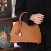 2025 New Shell Wrap Top Layer Cowhide Bag Women's Large Capacity Handbag Simple and Versatile Crossbody Bowling Bag