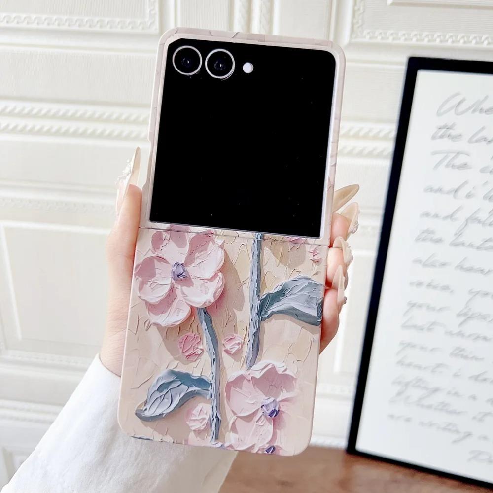 3D Colorful Embossed Effect Watercolor Flower Phone Case for Samsung Z Flip 7 FE 6 Shockproof Slim Camera Protection Back Cover