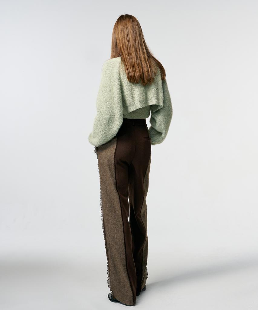 ETMON Color Block Fringe Pants Brown