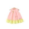 Summer Girls Sleeveless Cotton Princess Dress With Bow Hem Spliced Design Cute Casual Party Sundress For Kids