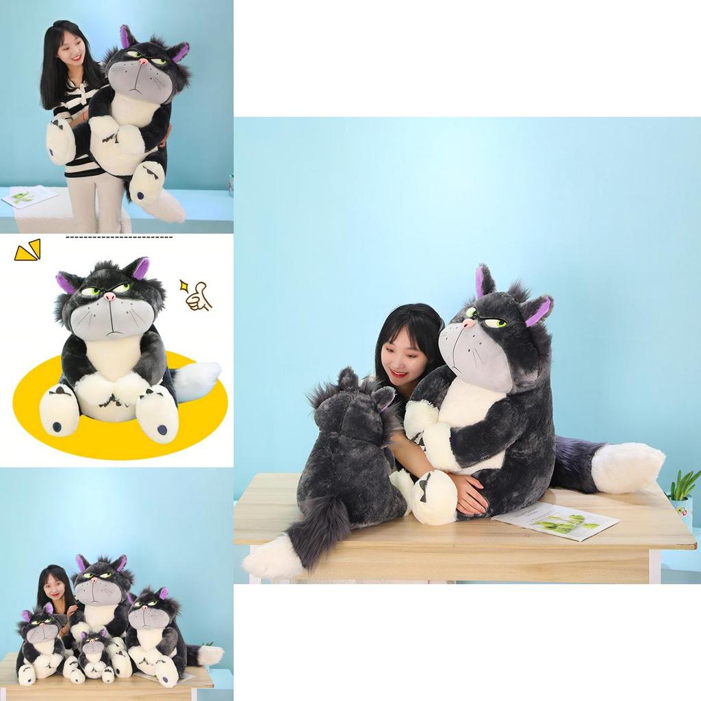 Cute Grey Short Plush Lucife Cat Doll Stuffed Animal Toy For Teenagers 30/45/60/80cm