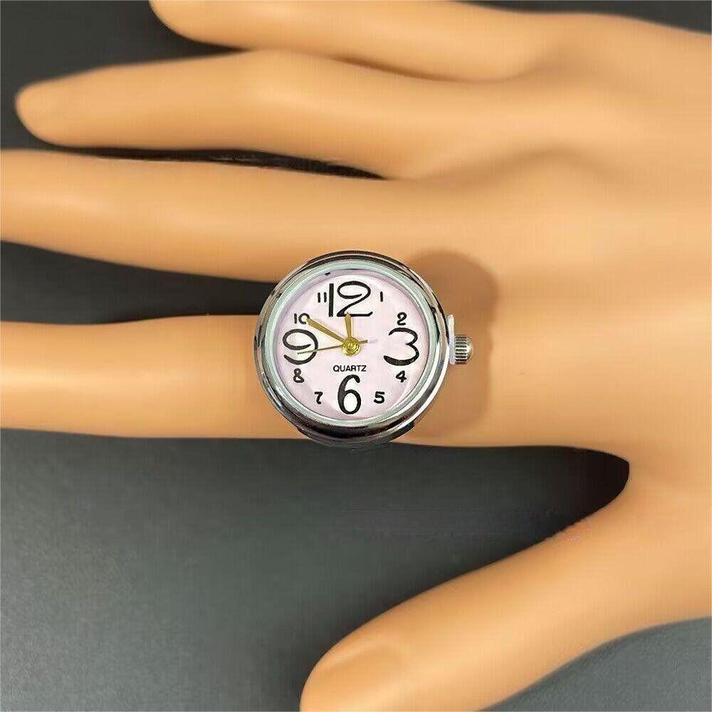 Fashion Creative Steel Round Elastic Quartz Finger Ring Watch Lady Gift Girl