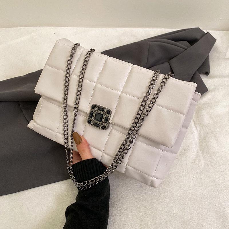 IELGY Vintage Lock Rhombus Chain Bag Women's One Shoulder Messenger Bag