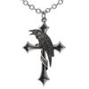 Gothic Punk Black Raven Cross Necklace: Trendy, Versatile Men's Jewelry in Euro-American Retro Dark Style.