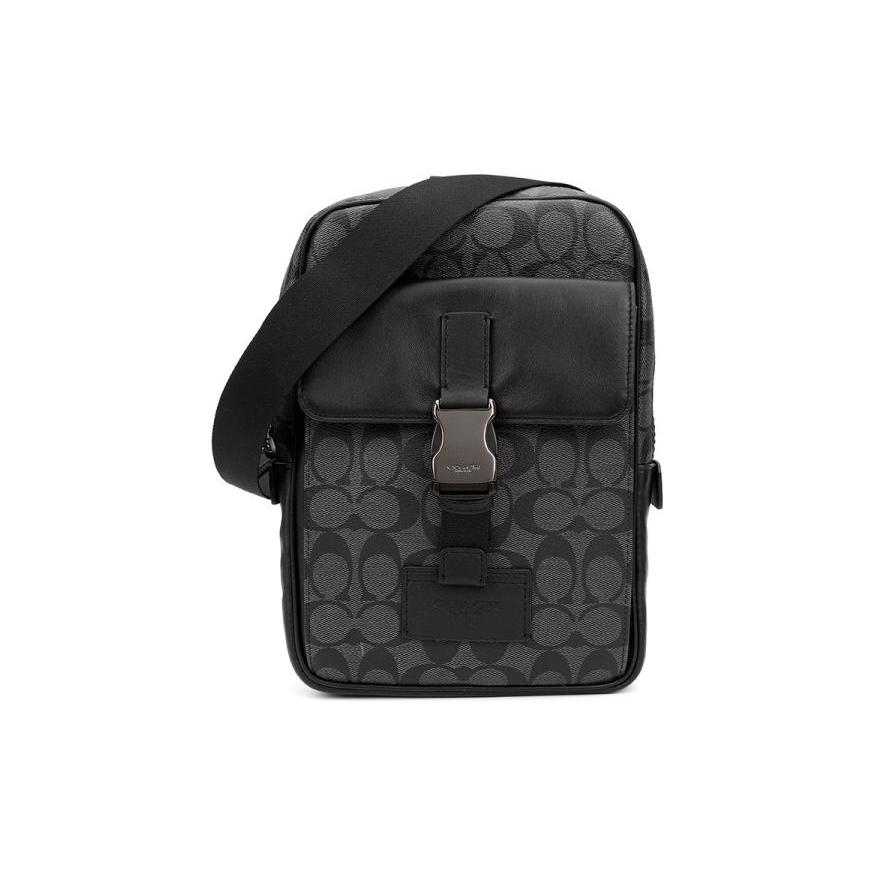 New COACH Canvas With Leather One Shoulder Crossbody Backpack Sling Bags Mini Men's Charcoal Black C2711-QBMI5