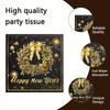2026 New Year Party Napkins - Golden & Black Elegant Table Decor, Champagne Bottles & Balloons - Heavy-Duty 2-Ply Paper Napkins