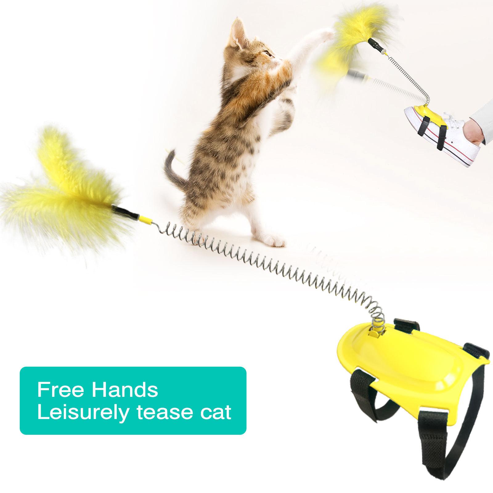 Hot Selling Spring Feather Stick Teasing Cat Toys жёлтый