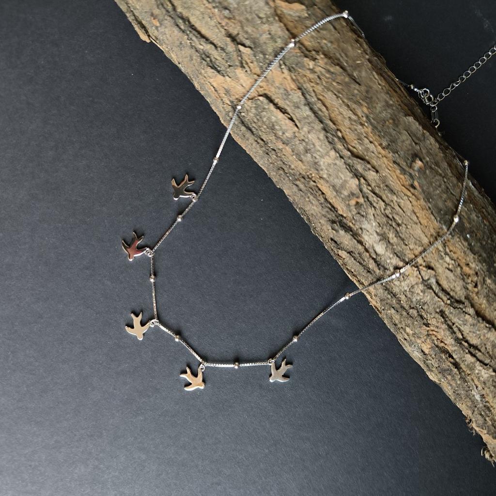 Серебряное колье с без камней, вес изделия 4,91 гр (2183983)