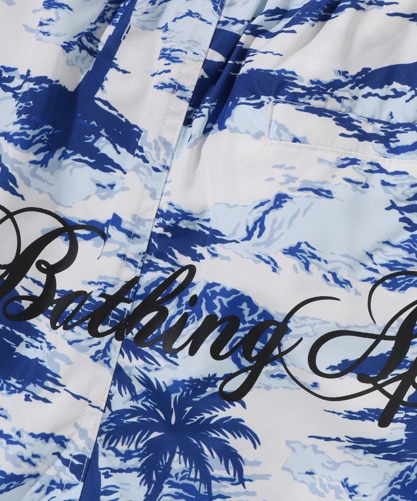 Beipeu Palm Tree Camo Relaxed Fit Beach Shorts (M) Blue