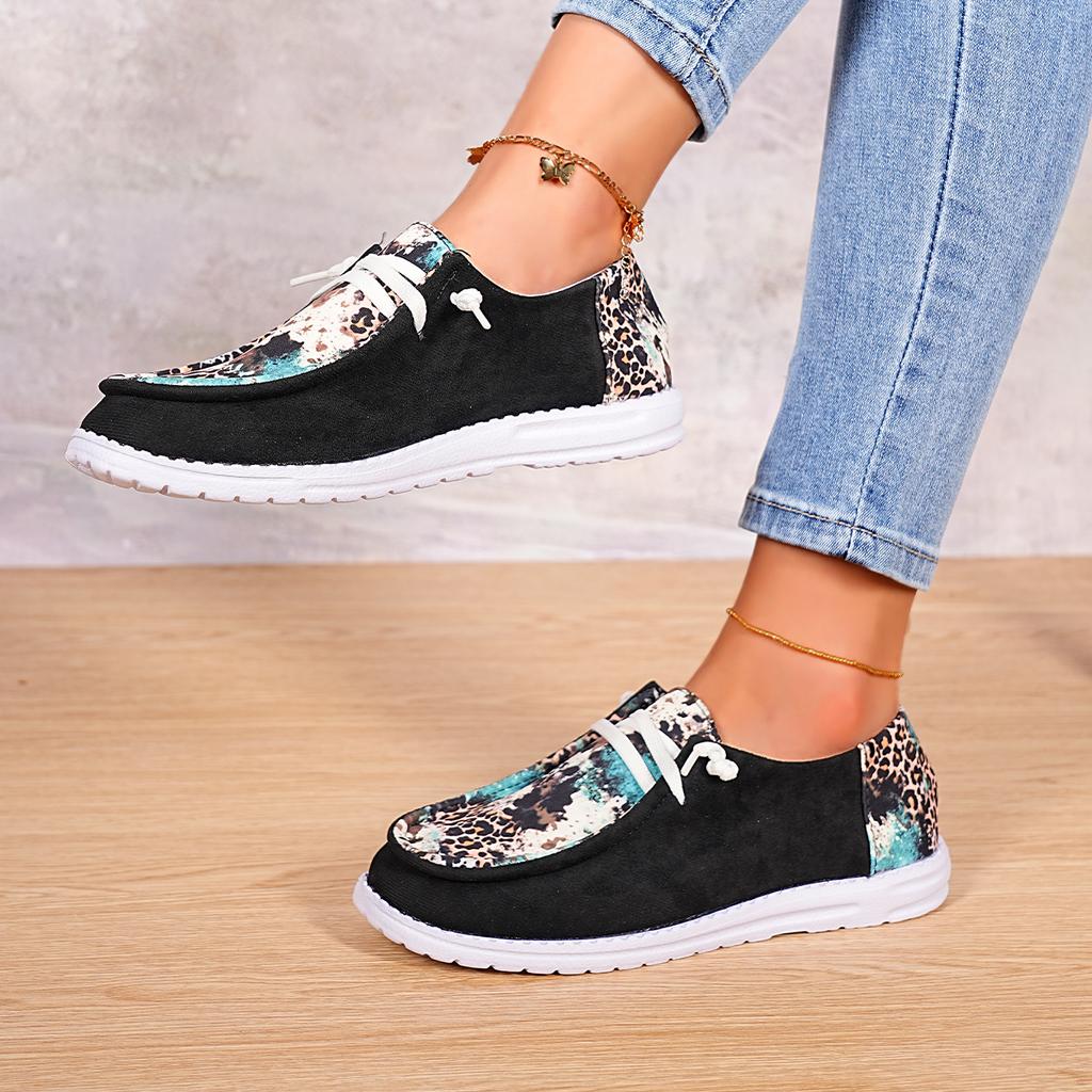 Fashion Spring and Autumn Fashion New Women's Round Toe Walking Shoes Color Matching Casual Comfortable Shallow Mouth Thick Sole Sneaker