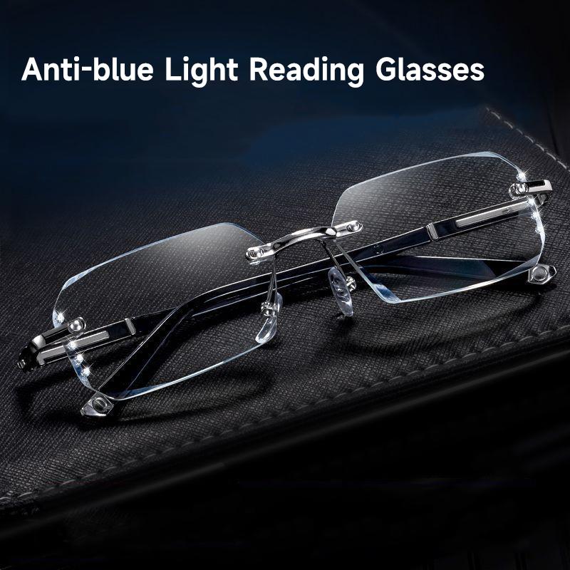 Rimless Anti-Blue Light Reading Glasses Men Women Rhinestone Blocking Blue Llight Eyewear Optical Lenses De Lectura