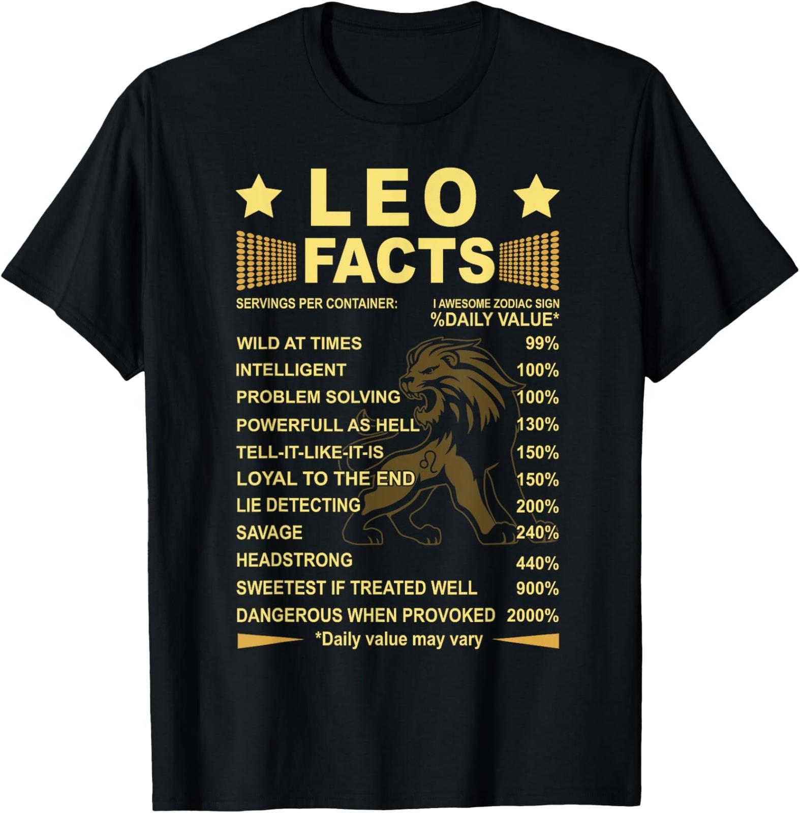 NEW LIMITED Leo Facts Zodiac Funny Leo Birthday Gift Tee T-Shirt XXXL