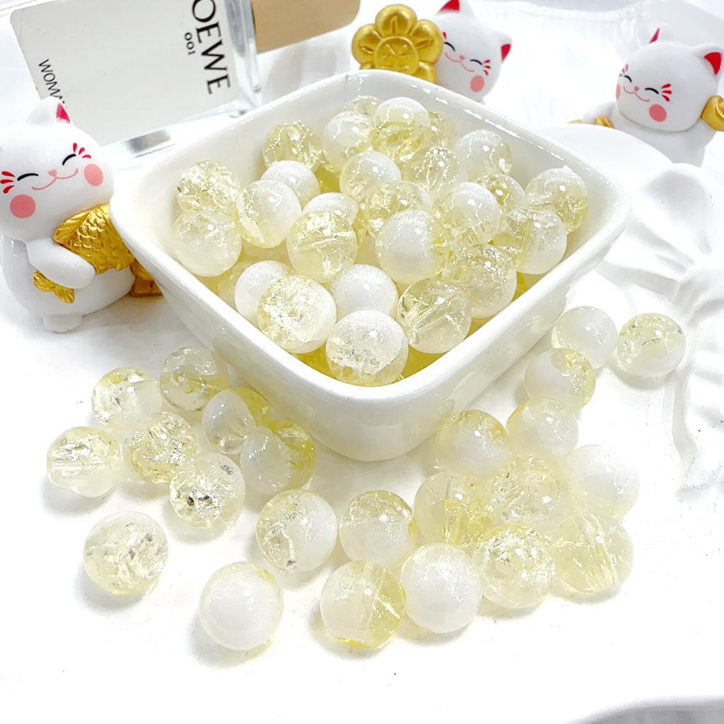 10mm Crackle Glass Round Beads, Loose Spacer Beads DIY Accessories for Bracelet Making 50pcs